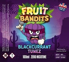 Fruit Bandits- Blackcurrant Tunez - 100ml Short Fill - 0mg