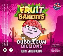 Fruit Bandits- Bubblegum Billions - 100ml Short Fill - 0mg